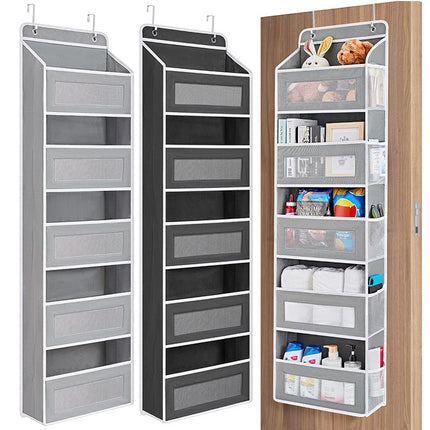 Wall-mounted Doll Rack with Hooks, Multi-functional Storage for Door Hanging, Black.