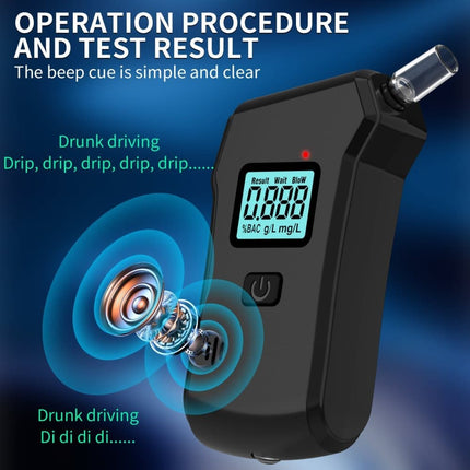 Portable Breathalyzer Alcohol Tester with LCD Display, High-Precision Professional Analyzer.