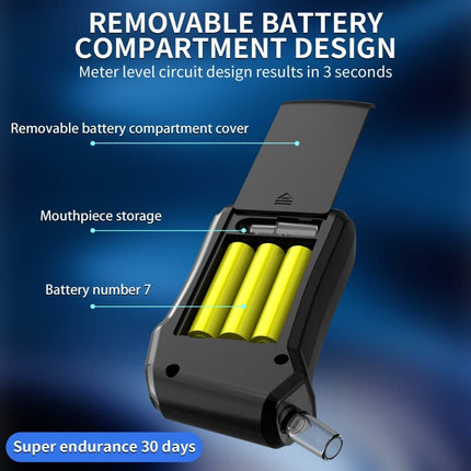 Portable Breathalyzer Alcohol Tester with LCD Display, High-Precision Professional Analyzer.