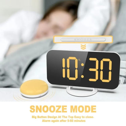 Digital Alarm Clock with Bed Shaker for Heavy Sleepers, LED Mirror Display, Compatible with Philips, Yellow.
