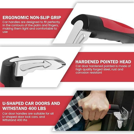 2 pcs Car Support Handles for Elderly, Emergency Hammer, Compatible with Vehicles, 12.5 x 3.1 inches, Red.