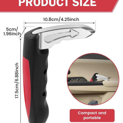 2 pcs Car Support Handles for Elderly, Emergency Hammer, Compatible with Vehicles, 12.5 x 3.1 inches, Red.