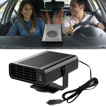 12V 200W Portable Car Heater and Fan 2-in-1 with 360° Rotation, Fast Defrosting and Windshield Demisting, Black.