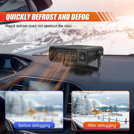 12V 200W Portable Car Heater and Fan 2-in-1 with 360° Rotation, Fast Defrosting and Windshield Demisting, Black.