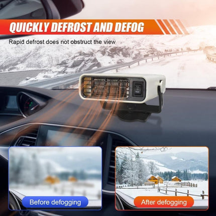 12V 200W Portable Car Heater and Fan 2-in-1 with 360° Rotation, White, Fast Defrosting Windshield Demisting.