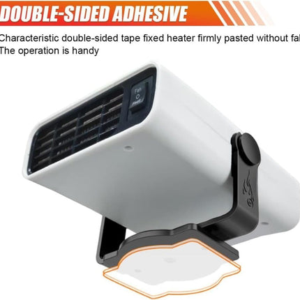 12V 200W Portable Car Heater and Fan 2-in-1 with 360° Rotation, White, Fast Defrosting Windshield Demisting.