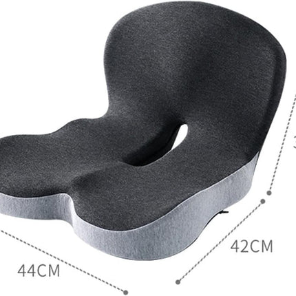 Ergonomic Memory Foam Seat Cushion with Lumbar Support and Tailbone Protection for Office Chairs, Driving and Home, Dark Gray, L-Shaped.