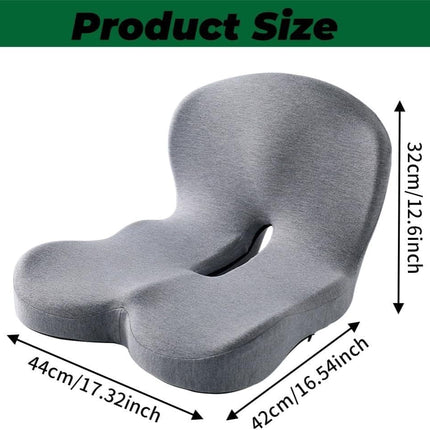 Ergonomic Memory Foam Seat Cushion with Lumbar Support and Tailbone Protection for Office Chairs, Driving and Home, Light Gray, L-Shaped.