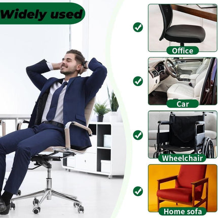 Ergonomic Memory Foam Seat Cushion with Lumbar Support and Tailbone Protection for Office Chairs, Driving and Home, Light Gray, L-Shaped.