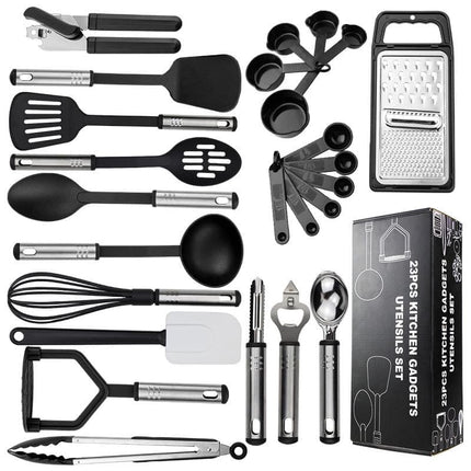 25-Piece Kitchen Utensils Set, Silicone Cooking Tools, Complete Kitchen Utensil Kit.