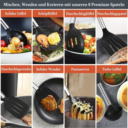 25-Piece Kitchen Utensils Set, Silicone Cooking Tools, Complete Kitchen Utensil Kit.
