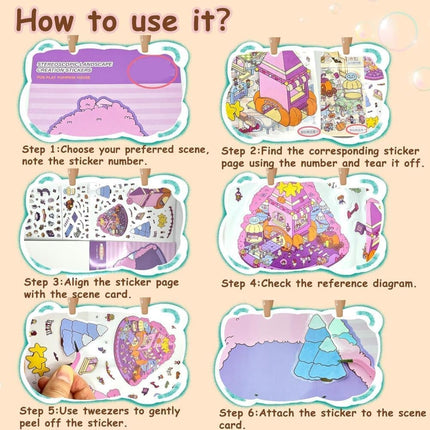 20-Pack DIY 3D House Stickers for Kids and Adults, Creative Relaxation with Tweezers.