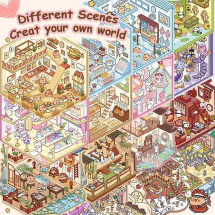 20-Pack DIY 3D House Stickers for Kids and Adults, Creative Relaxation with Tweezers.