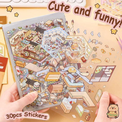 20-Pack DIY 3D House Stickers for Kids and Adults, Creative Relaxation with Tweezers.