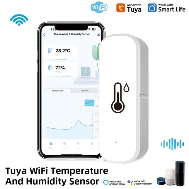 2-Pack Smart WiFi Thermometer with App Notification, Alexa Compatible, White.