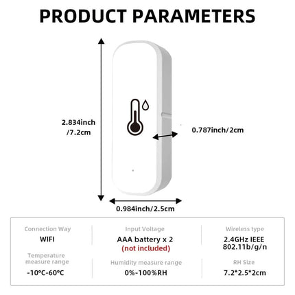 2-Pack Smart WiFi Thermometer with App Notification, Alexa Compatible, White.