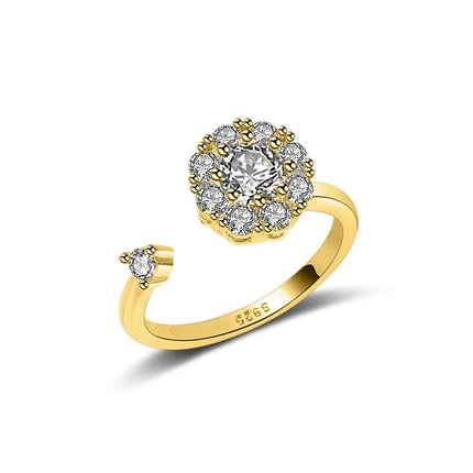 8 pcs Adjustable Antistress Ring with Rotating Beads, Gold, Compatible with Fidget Spinner Rings.