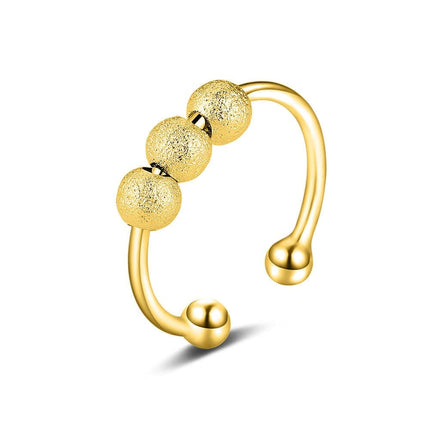 8 pcs Adjustable Antistress Ring with Rotating Beads, Gold, Compatible with Fidget Spinner Rings.