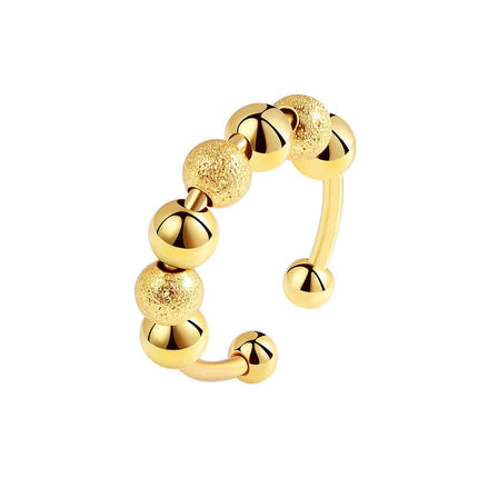 8 pcs Adjustable Antistress Ring with Rotating Beads, Gold, Compatible with Fidget Spinner Rings.