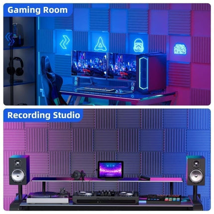 12 Self-Adhesive Acoustic Panels, High Density Sound Absorbing Insulation, Grey, 30x30x5cm.
