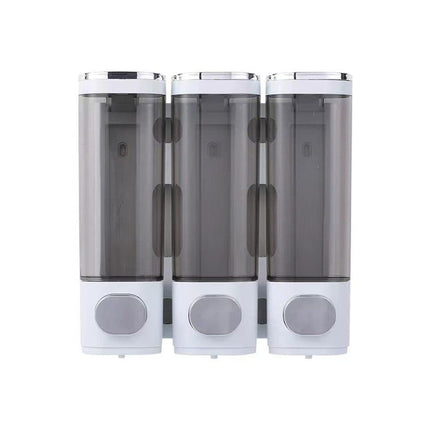 3-Pack Wooden Wall Mounted Soap Dispenser for Shampoo & Soap, 300ml x3, 3-Compartment Shower Dispenser.