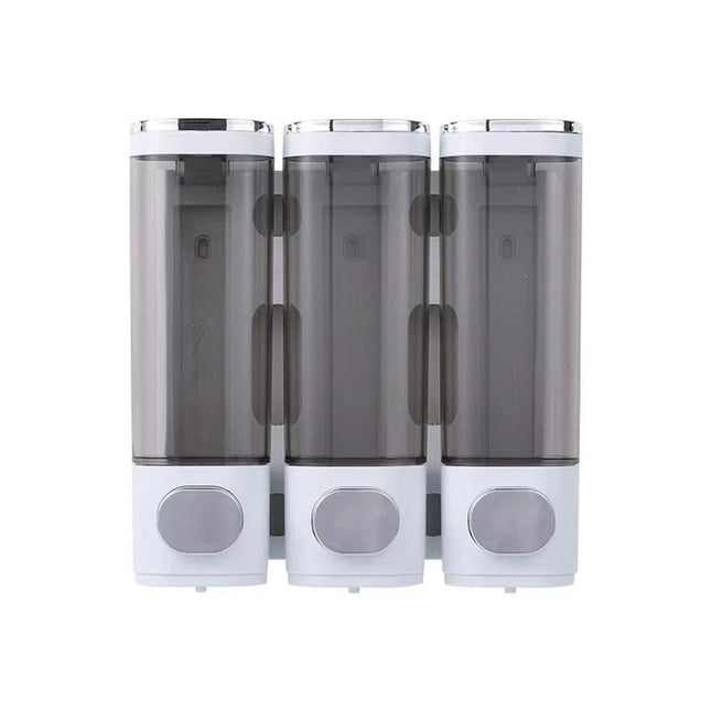 3-Pack Wooden Wall Mounted Soap Dispenser for Shampoo & Soap, 300ml x3, 3-Compartment Shower Dispenser.