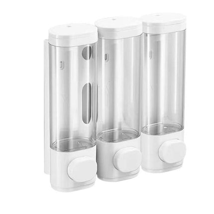 3-Pack Wooden Wall Mounted Soap Dispenser for Shampoo & Soap, 300ml x3, 3-Compartment Shower Dispenser.
