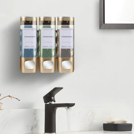 3-Piece 300ml Wall Mounted Soap Dispenser for Shampoo & Soap, Silver.