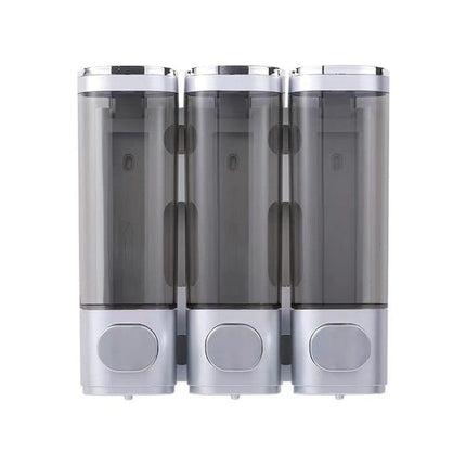 3-Pack Wall Mounted Soap Dispenser, 300ml, 3-Compartment Shower Dispenser for Shampoo & Soap, Gray.