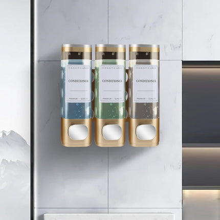 3-Pack Wall Mounted Soap Dispenser for Shampoo & Soap, 300ml x3, Gold.