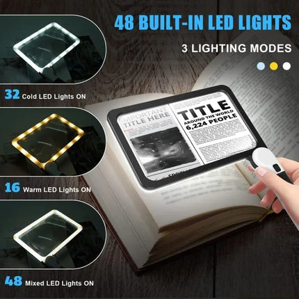 5X Magnifying Glass with 48 LED Lights, 3 Modes for Reading.