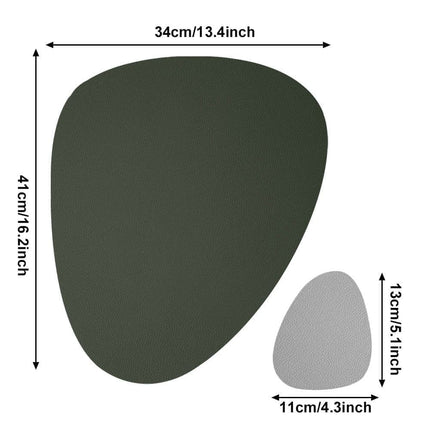 4-Pack Faux Leather Placemats Waterproof Non-Slip Easy-to-Dry Double-Sided, Green.