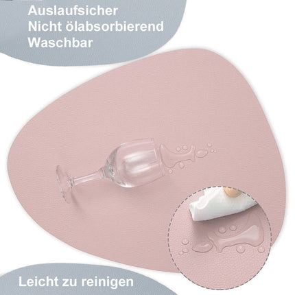 4-Pack Faux Leather Placemats Waterproof Non-Slip Easy-to-Dry Double-Sided, Pink, 12x18 Inches.