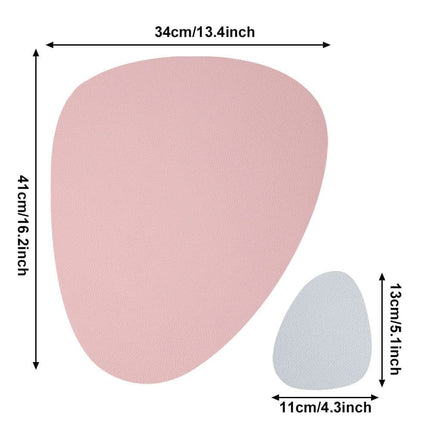 4-Pack Faux Leather Placemats Waterproof Non-Slip Easy-to-Dry Double-Sided, Pink, 12x18 Inches.