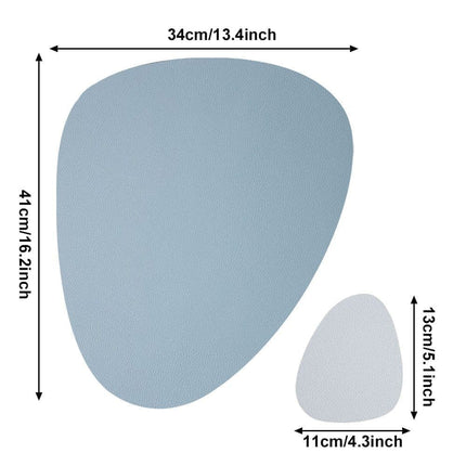 4-Pack Faux Leather Placemats Waterproof Non-Slip Easy-to-Dry Double-Sided, Blue.