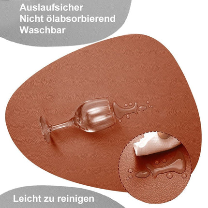 4-Pack Faux Leather Placemats Waterproof Non-Slip Easy-to-Dry Double-Sided, Brown.