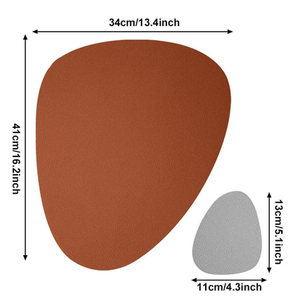 4-Pack Faux Leather Placemats Waterproof Non-Slip Easy-to-Dry Double-Sided, Brown.