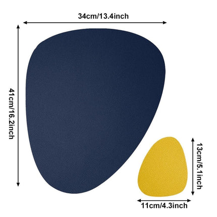 4-Pack Faux Leather Placemats Waterproof Non-Slip Easy-to-Dry Double-Sided, Dark Blue.