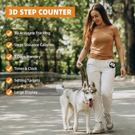 1 Pack 3D Pedometer with Large Display and Removable Clip, Steps Distance Calories Tracker for Running Walking.