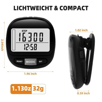 1 Pack 3D Pedometer with Large Display and Removable Clip, Steps Distance Calories Tracker for Running Walking.