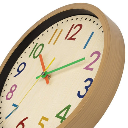 30 cm Silent Wall Clock for Kids Room Bedroom Kitchen, Colorful Learning Analog Clock, 30 cm.