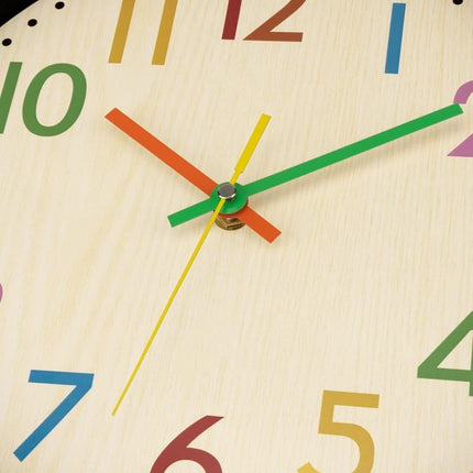 30 cm Silent Wall Clock for Kids Room Bedroom Kitchen, Colorful Learning Analog Clock, 30 cm.