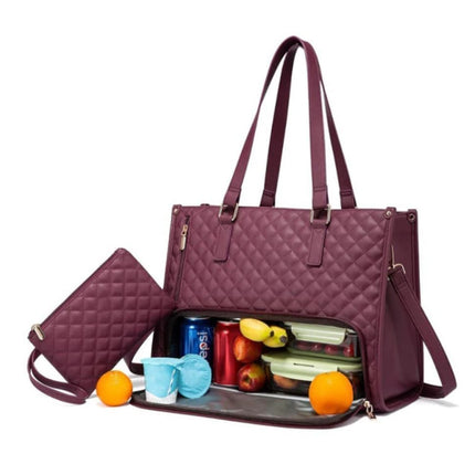 2-in-1 Insulated Leak-Proof Lunch Bag and Laptop Bag for Work, 15.6 inch, Red.