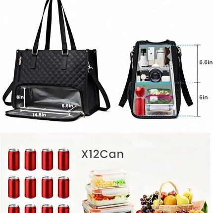 2-in-1 Insulated Leak-Proof Lunch Bag and Laptop Bag for Work, 15.6 inch, Red.