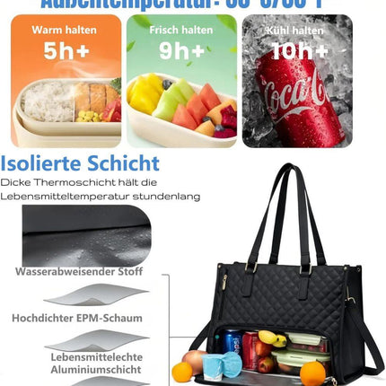 2-in-1 Insulated Leak-Proof Lunch Bag and Laptop Bag for Work, 15.6 inch, Red.