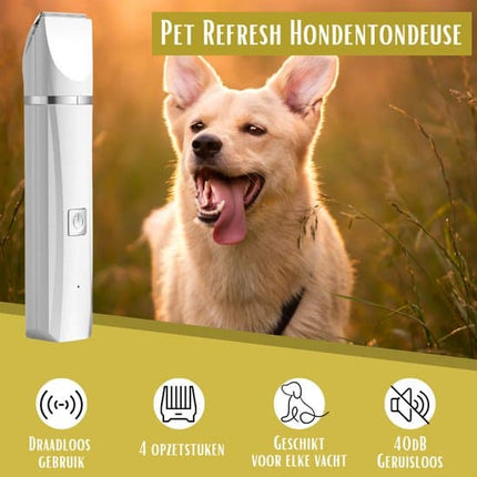4-in-1 Cordless Dog Trimmer for Thick Fur with Nail Drill, 7 Accessories, Quiet and Silent, White, Compatible with All Dog Breeds.