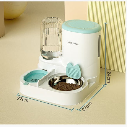 2-in-1 Automatic Cat Feeder and Water Dispenser for Pets, Compatible with Cats and Dogs, Gray.