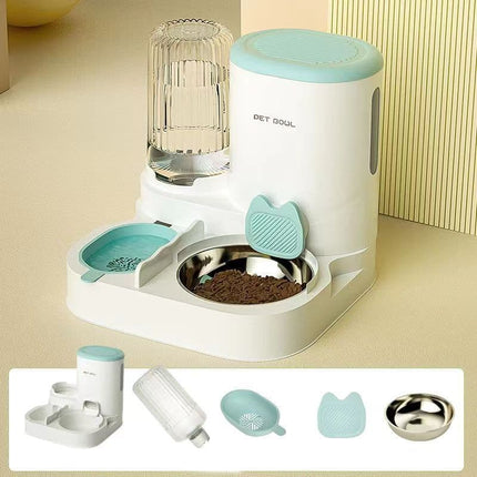 2-in-1 Automatic Cat Feeder and Water Dispenser for Pets, Compatible with Cats and Dogs, Blue.