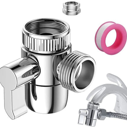 Kitchen Faucet Diverter Valve with Skimmer T-pipe Adapter for Hand Shower, Compatible with M22 M24 G1/2 Connections.