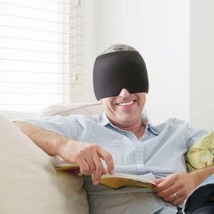 Cooling Migraine Cap with Gel Eye Mask for Headache Relief and Sleep Aid, Black, Compatible with Oral-B.